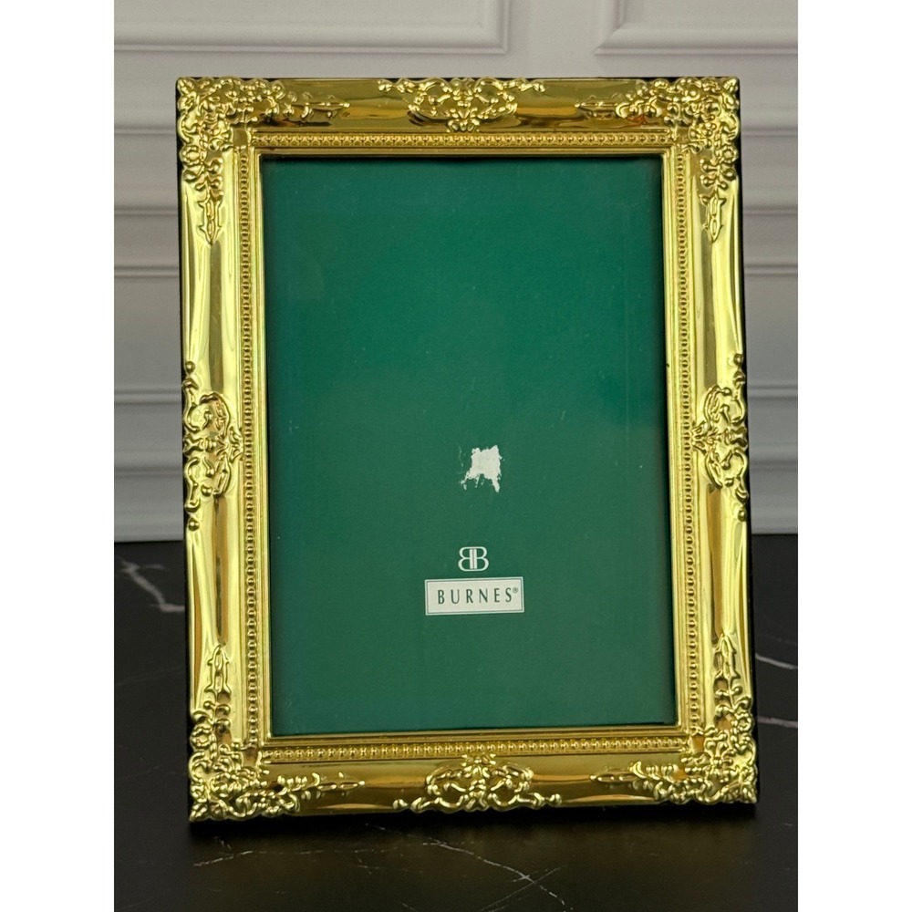 VTG Burnes of Boston 5" X 7" Ornate Brass Standing Picture Frame